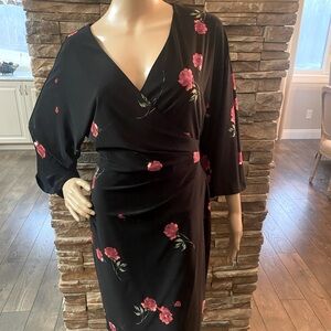 Ralph Lauren Faux Wrap Dress Black & Red 
Size 6